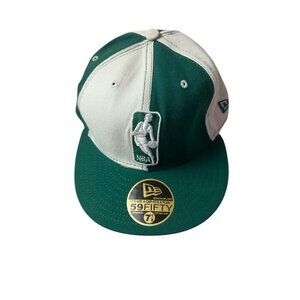 Boston Celtics Hat Cap Size 7 1/8 Green White New Era Fitted Wool USA